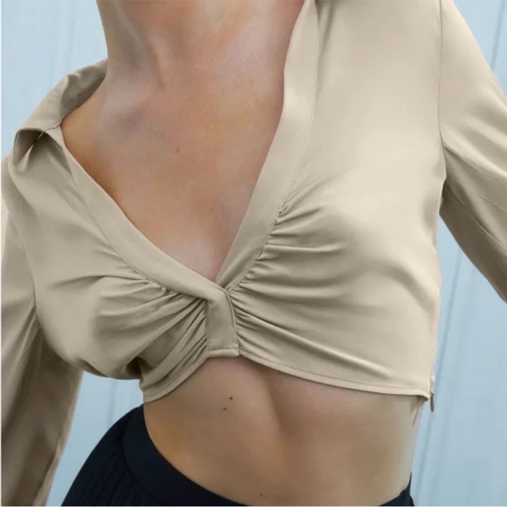 Zara Satin Effect Cropped Blouse